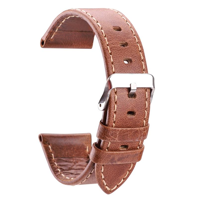 Watchband Soft Thin Genuine Leather Watchbands 22mm 24mm Women Men Cowhide Watch Band Strap Belt With Pin Buckle Spring Bar