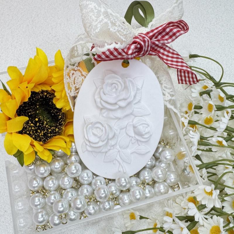 1pcRose Flower Car Air Freshener Hanging Decoration Bathroom Bedroom Wardrobe Flower Aroma Plaster Pendant Diffuser Stone Weddin