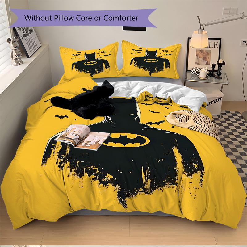 3pcs Batman Bedding Set, Soft Polyester Duvet Cover and Pillowcases Machine Washable Seasons all suitable & Guest Room Decor312