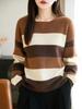 Color-Block Round Neck Knitwear: Soft, Versatile, and Comfortable for Women - Ideal for Spring and Autumn
