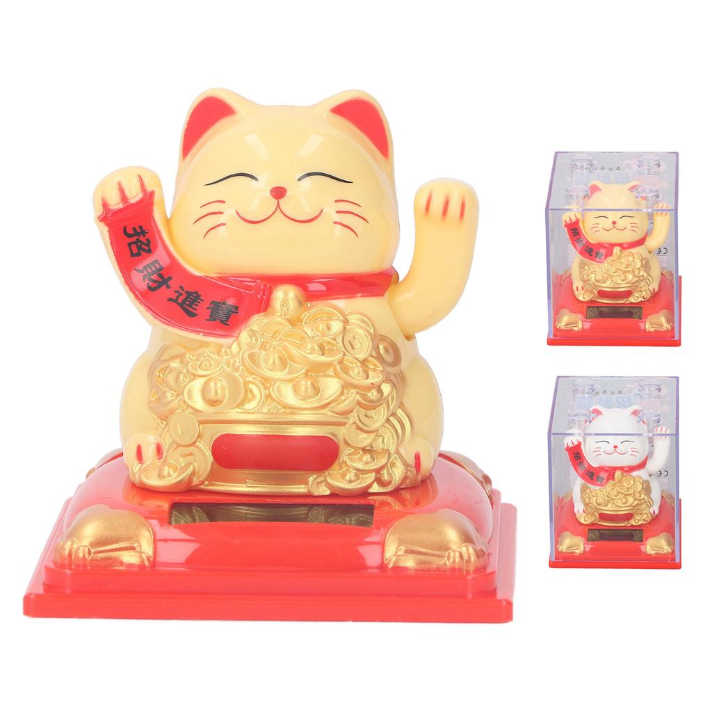 Lucky Waving Cat Solar Powered Decorative Plastic Lucky Cat Decoration Exquisite Hand Made Attract Wealth for Shops for Car