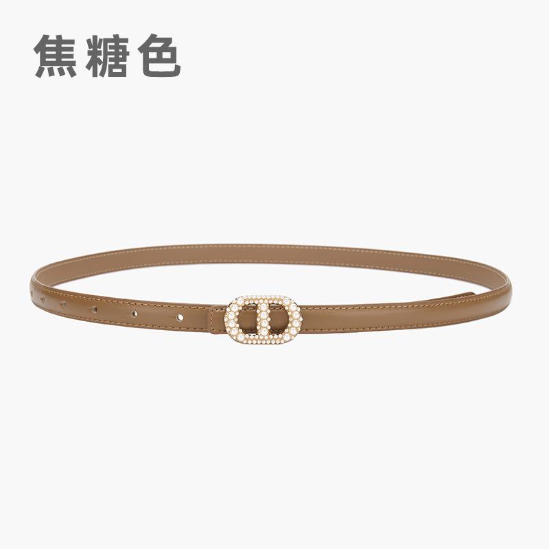 Dress Belt Women'S Fine Decorative Cowhide Small Belt Simple With Skirt Waist Jeans Belt