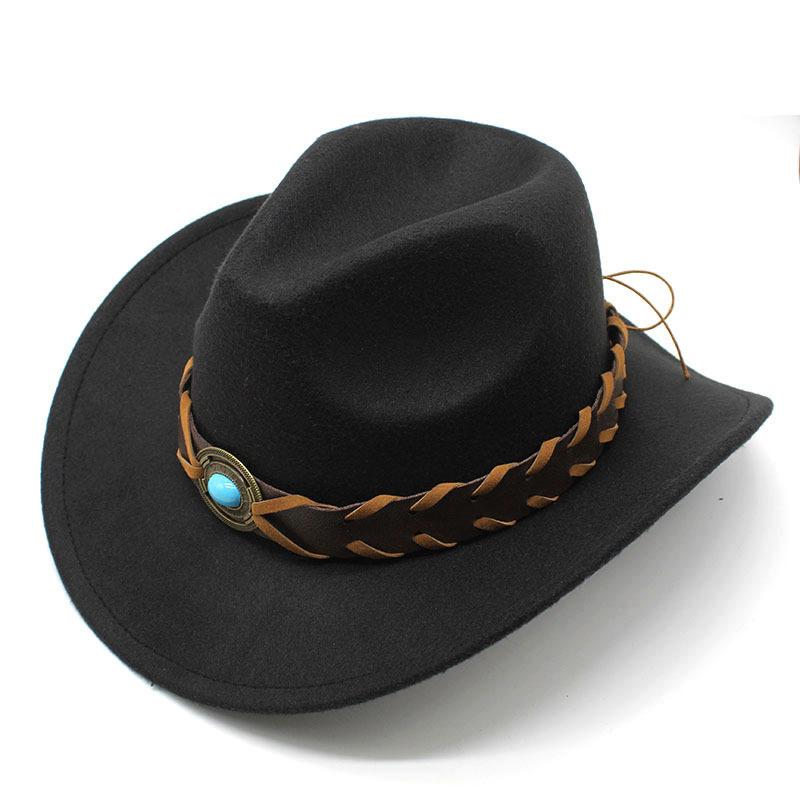 Cowboy Hat Tibetan Jazz Hat Western Cowboy Woolen Top Hat Felt Hat Retro Imitation Sheep Hat Cowboy Hat
