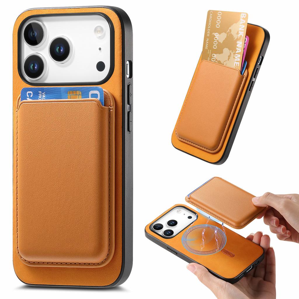 For iPhone 17 Pro Case Detachable Magnetic Card Bag Leather Phone Back Cover