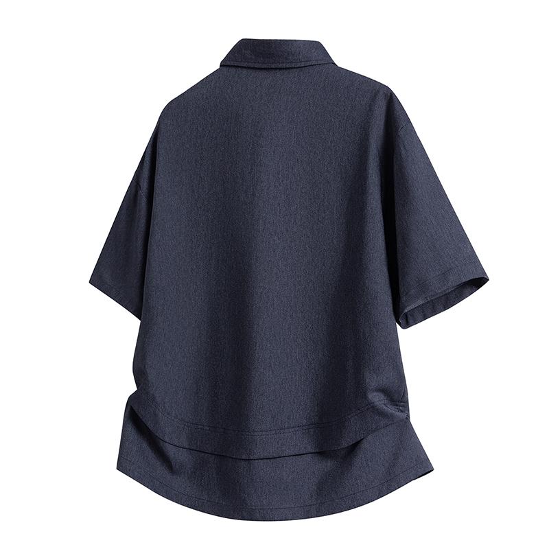 Retro Workwear Short Sleeved Shirt Men's Loose Collared Casual Shirt Summer Shirt