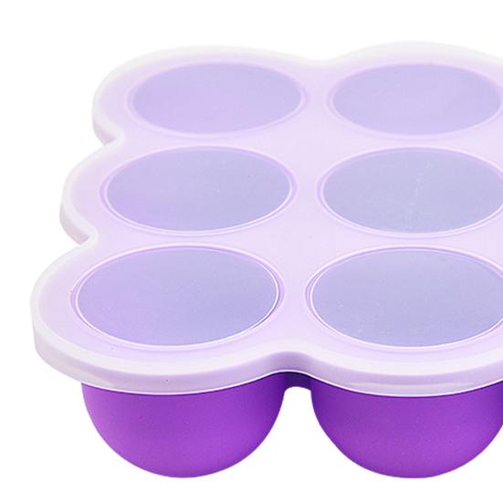 Ice Cube Mold Tray Food-Grade Silicone Ice Maker with Lid 9 Holes Easy Release Infant Food Food Container