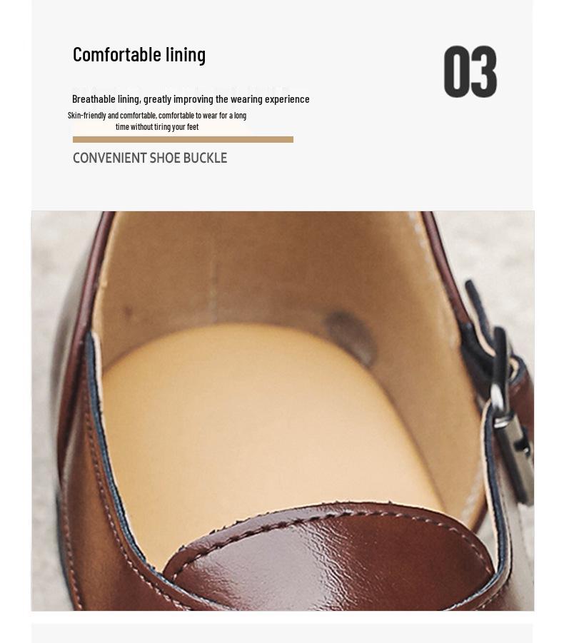 Men's Large Leather Roman Sandals - Breathable, Versatile, Hollow-Out Design with Buckle