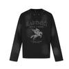 T-shirt da uomo a maniche lunghe in cotone lavata all'acqua stile vintage girocollo vestibilità oversize top casual