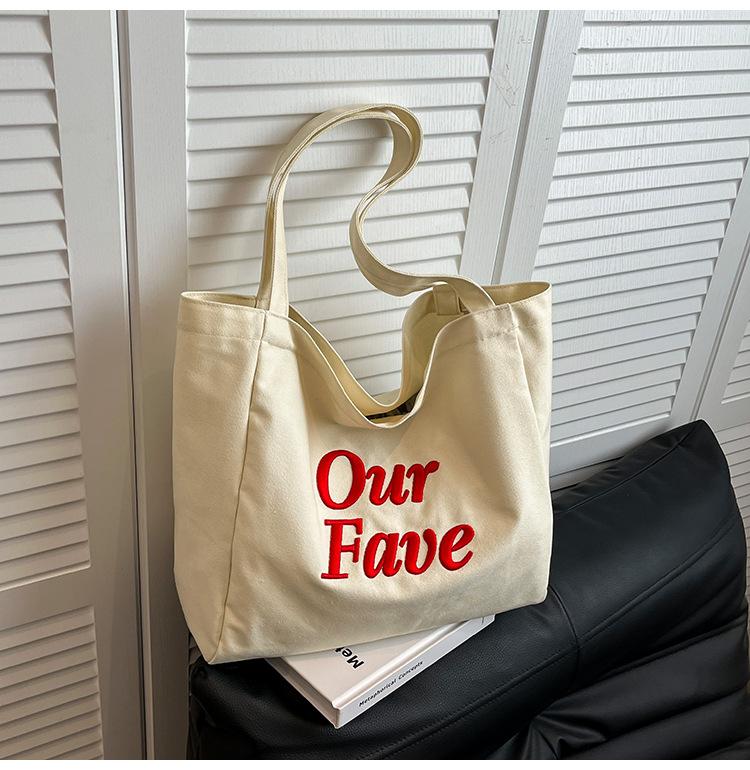 Canvas bag women's large capacity new summer simple and versatile shoulder shopping bag college student tote bag