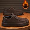 Mens Winter Warm Fleece-Lined Casual Slip-On Shoes Non-Slip Flat Sole Comfortable Work Home Wear