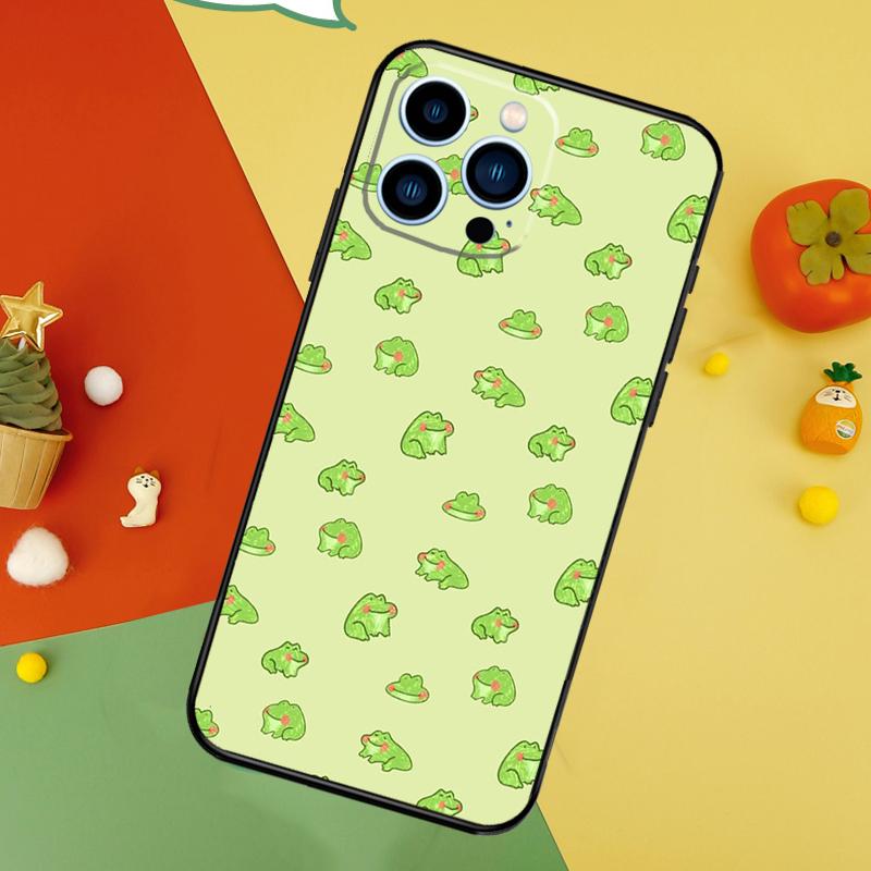 Cute Cartoon Frog Phone Case For iPhone 17 Pro Max 16 15 14 13 12 11 Pro Max Plus 12 13 Mini 16e 17 Air Cover