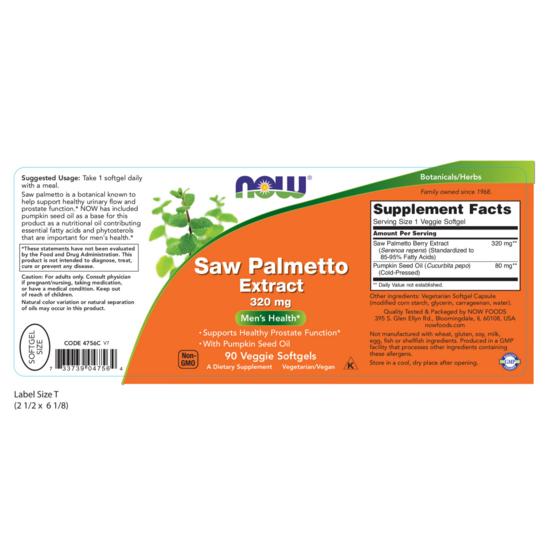 Now Foods Saw Palmetto Extract 320mg Veggie Softgels, 90 Tablets, 2 units,Korean Health Food