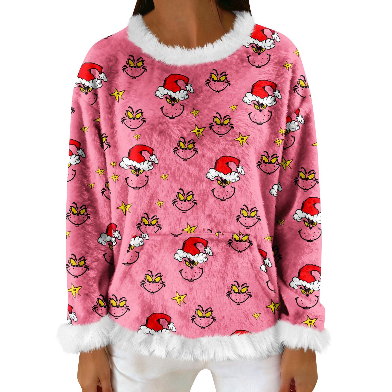 

Женский повседневный флисовый свитшот с длинными рукавами и круглым вырезом, удобный, свободного кроя, легкий, фланелевый свитшот для женщин S розовый