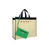 Marni Two-Color Logo Print Color Block Polyester Shopping Bag Clutch Unisex bags Beige SHMP0073A0-P4547-ZO101