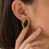 New Fashion Elegant Inlaid Resin Stainless Steel Stud Earrings for Women Retro 18K Gold Plated Geometric Earring Jewelry Gift