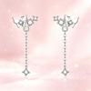 925 Sterling Silver Small Fresh Tassel Exquisite Butterfly Stud Earrings Two Wear Rear Hanging Birthday Party Anniversary Gift
