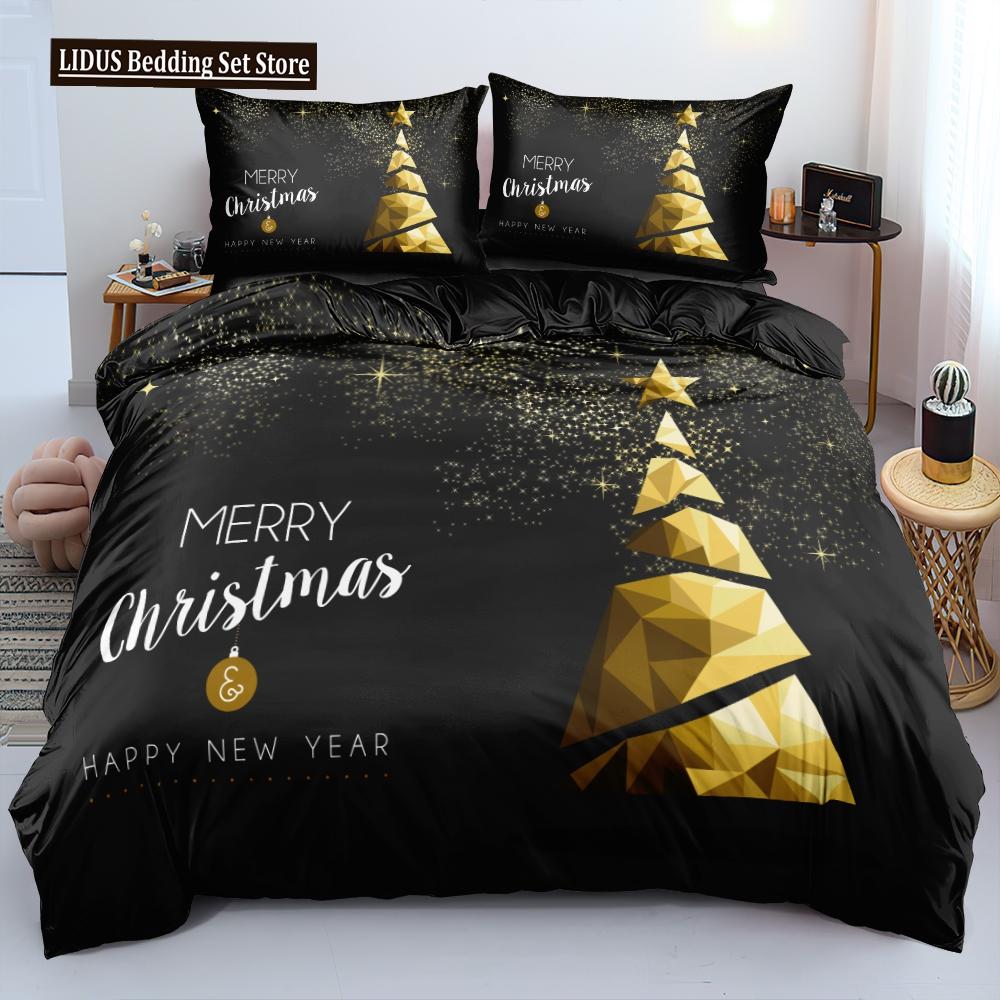 3D Merry Christmas Duvet Cover Set And Pillowcase(s) King/Queen/Double Quilt Covers Set 3D Bedding Sets Queen Size 2/3pcs