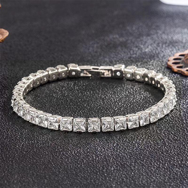 JD Voll Diamant Zirkonia Tennisarmband: Damen Leichter Luxus Galvanisiertes High-End Perlenarmband