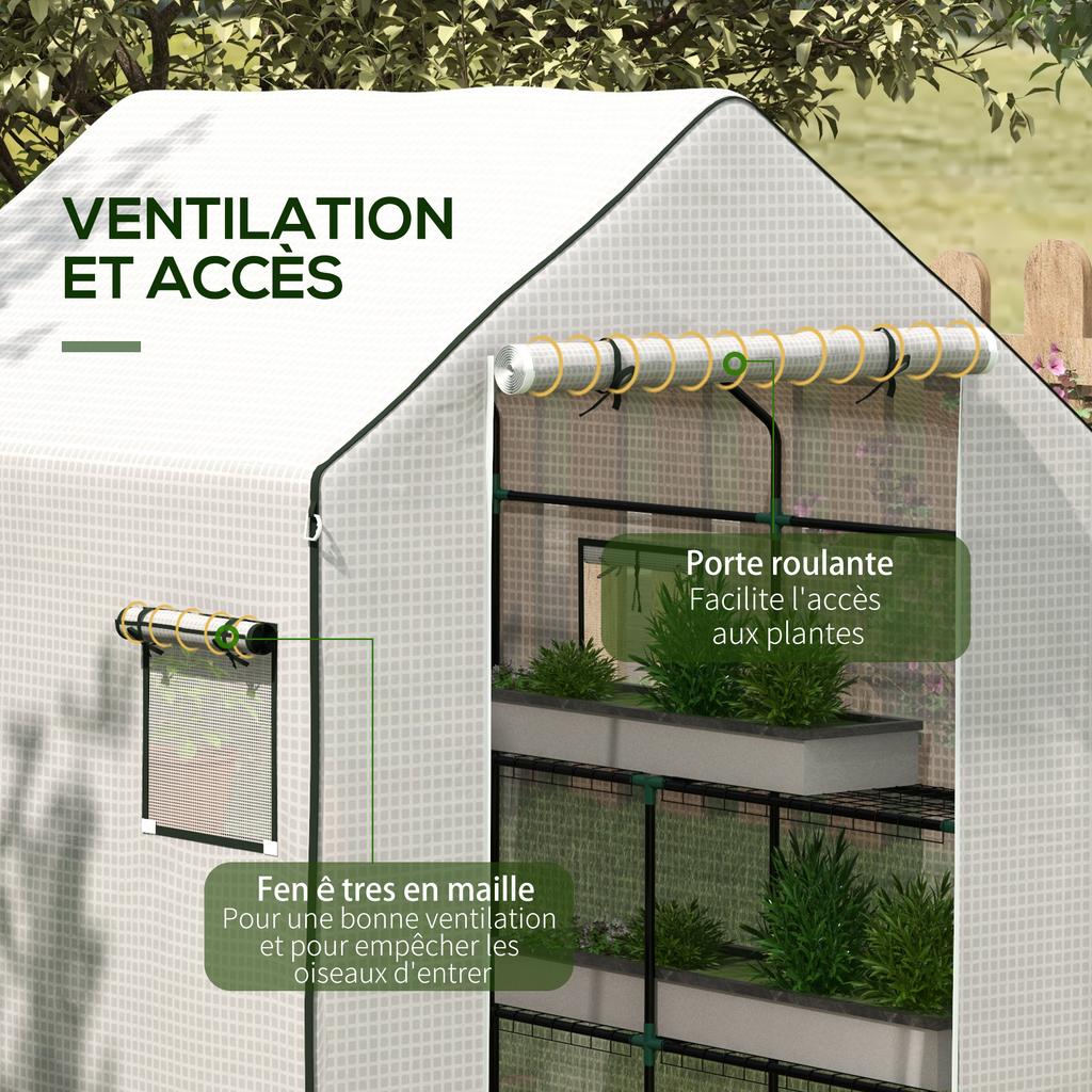 Greenhouse Replacement Cover, 140 x 143 x 190 cm, Window, UV-Resistant Zippered Door