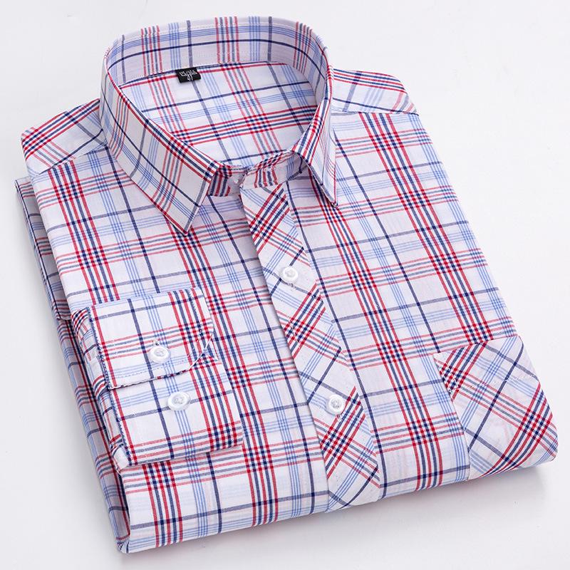 Men's 100% Cotton Plaid Long Sleeve Shirt - Casual Spring/Summer Style