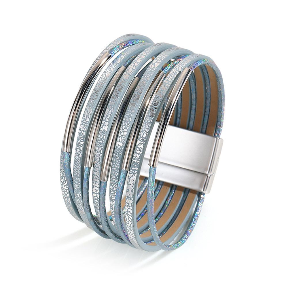 Metal Tube Decoration Chunky Bracelet Wide Band Multilayer Bracelet Men's Accessory