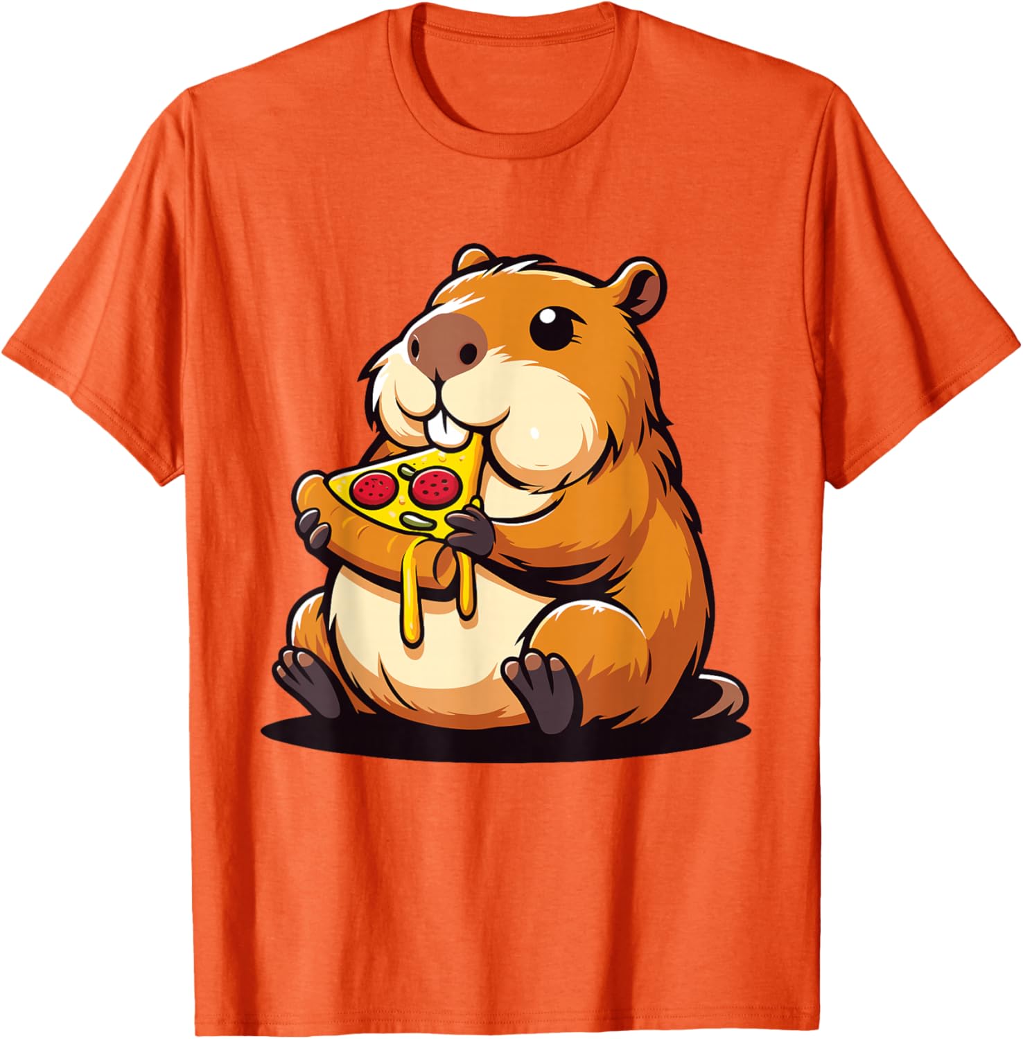 

Funny Gopher Eating Pizza Graphic Tee Casual Short Sleeve Cotton T-Shirt for Men Women 4XL