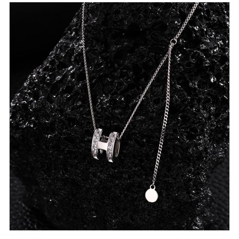 French Style H Letter Necklace Women Minimalist Design Ins Trend Luxury Sweater Chain Zircon
