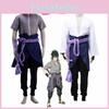 Naruto Uchiha Sasuke Full Outfit White Cosplay Costume With Zipper For Role Play Gift