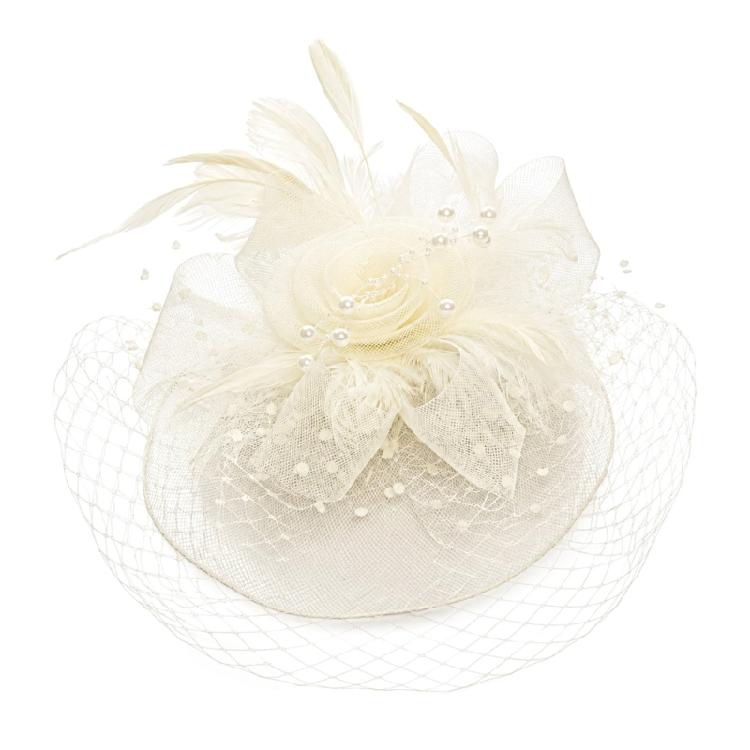 Women's Formal Fascinator Headpiece with Mesh Net Feather Detail Tea Party Styling for Wedding Guest Looks and Parties