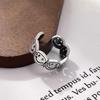 Thai Silver Smiley Face Adjustable Ring: Women's Trendy Korean Style Cartoon Creative Finger Jewelry.