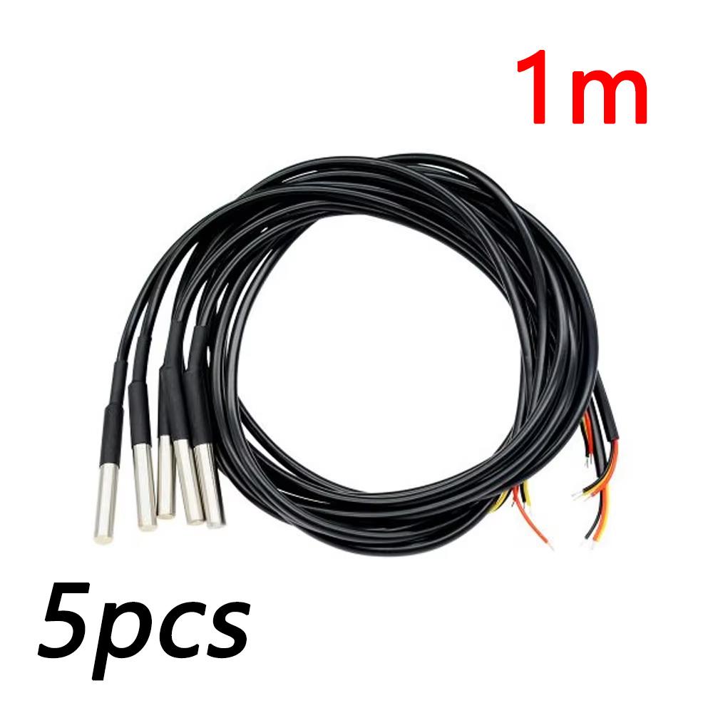 5/1pcs DS18B20 1M 2M 2.5M 3M Waterproof Cable Temperature Probe Waterproof Temperature Sensor DS18B20 Waterproof Cable