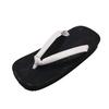 Edoten Geta Sandals, Black Tatami Mat with Sponge Sole, Cushioned and Comfortable for Legs and Back, White Strap, Size L (Large)