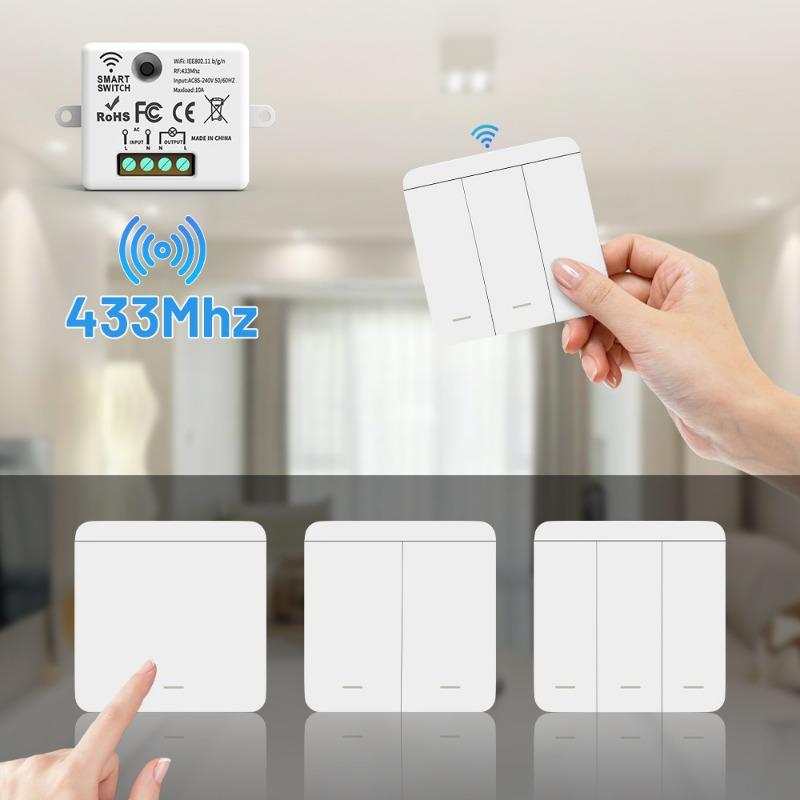 Drahtloser Lichtschalter 433MHz Fernbedienung 1/2/3fach Schalter Wand Smart Beleuchtungsschalter 10A 110V 220V Für LED Licht Lampe Smart Home Zubehör
