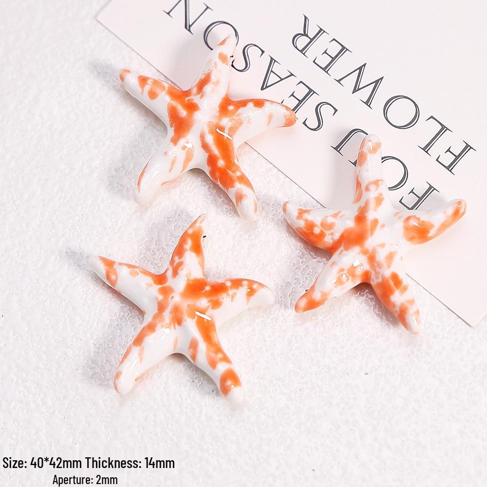 Hand-Painted Ocean Ceramic Beads: Tropical Fish, Starfish, and Seashell Shapes for DIY Jewelry