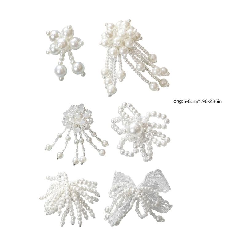 2Pcs Artificial Pearls Shoe Charm Pearls Tassels Shoe Buckles Clips Decorations Accessories for Sneakers Embellishments