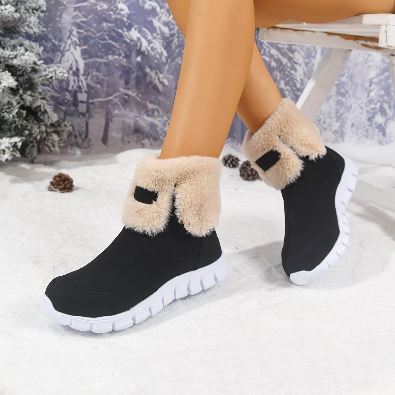 2025 New Fashion Fluffy Snow Boots for Women Winter Warm Thick Plush Cotton Padded Shoes Woman Comfort Slip On Flat Ankle Boots