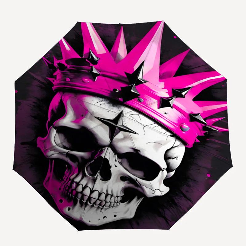 

1pc Crown Skull Automatic Folding Umbrella - 8-Rib Compact Travel Umbrella Durable & Portable for Outdoor Use, Perfect Gift for Birthdays037