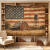 2D Flat, 1pc 2D Flat Tapestry Rustic American Barn and Water Tower Scene with Weathered Backdrop, Evoking Classic Countryside Charm and Patriotic Nost