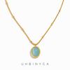 Korean Sapphire Pendant Women's Necklace Suitable for Summer Stainless Steel Necklace
