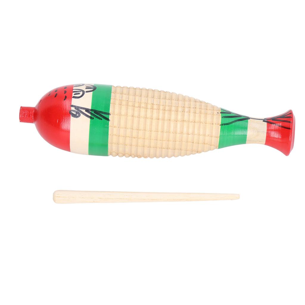 Wooden Guiro Percussion Instrument Fish Shaped Early Education Tool Gift for Kids Children