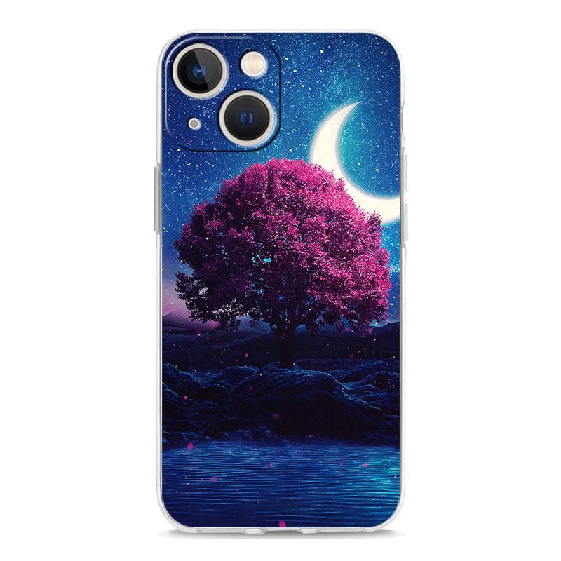 Phone Case For iPhone 17 Cases iPhone Air 16 15 12 13 14 Pro Max 7 8 Plus 16Pro iPhone11 Soft Cover Moon On The Branch