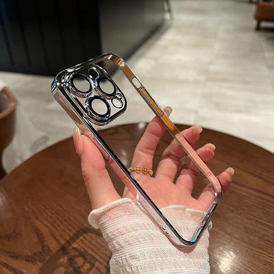 Luxusní čtvercové průhledné kryty s pokovením pro iPhone 15 14 12 11 13 Pro Max Plus Silikonový rám Nárazuvzdorný Měkký kryt Příslušenství