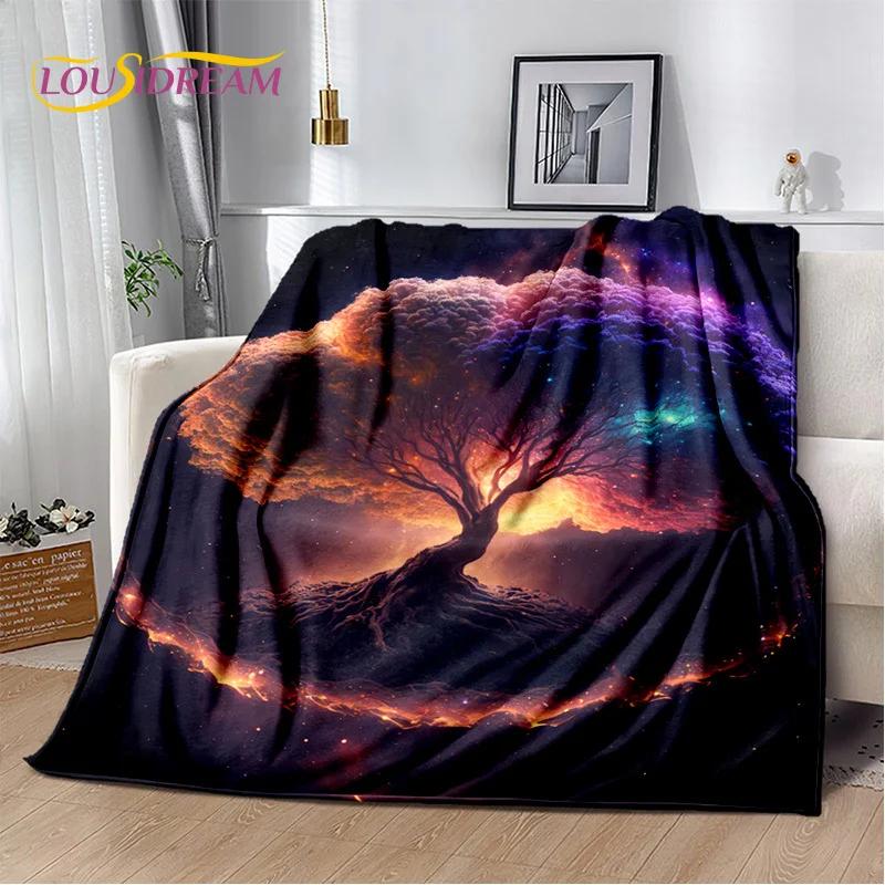 Nordic Mythology Yggdrasil Nature Tree of Life Blanket,Flannel Soft Throw Blanket for Home Bedroom Bed Sofa Picnic Office Kids