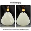 Fengxi Natural Hetian Jade Happy Buddha Pendant with Gold Beads