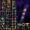 MAYCREATE® 10 Sheets Temporary Tattoos Sticker Glow In The Dark Assorted Patterns Fun UV Neon Body Face Fake Tattoos for Women Men Rave Festival