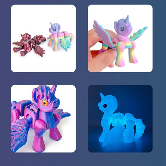 3D-gedruckte fliegendes Pferd Figur Bewegliche Gelenke Geflügeltes Pony Statue Stressabbau Fidget Spielzeug Pädagogisches Tiermodell Dekoration Ornament