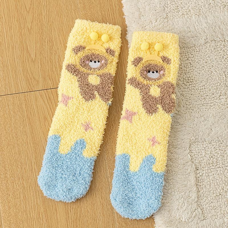 

Baby Socks Cartoon Animal Cute Sweet Mid Tube Socks Winter Thick Soft Comfortable Girls Boys Coral Fleece Floor Socks one size