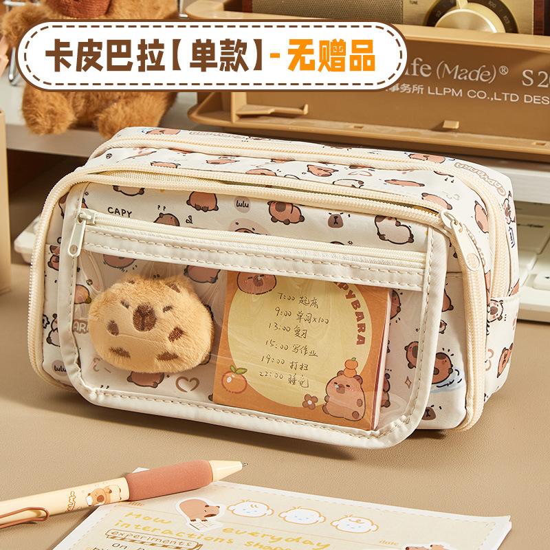 2025 new pencil case primary school students cartoon cute high value large capacity pencil case stationery bag