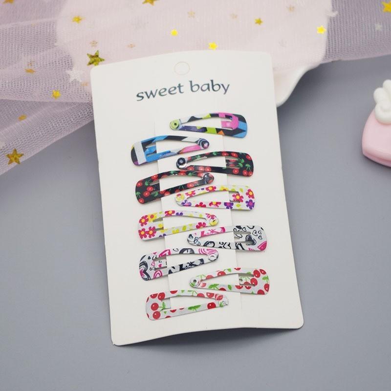 10 PCS New Lovely Cartoon Heart Type Metal Candy Color Girls Hairpins Hair Clip Kids Headwear Children Accessories Baby BB Clips
