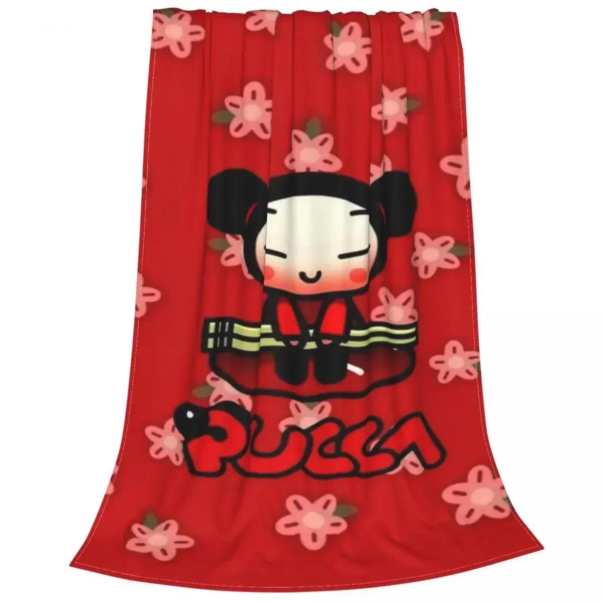Super Soft Multifunctional Korean Cartoon Fleece Throw Blanket for Bed Sofa Office Pucca Blanket 100x150cm